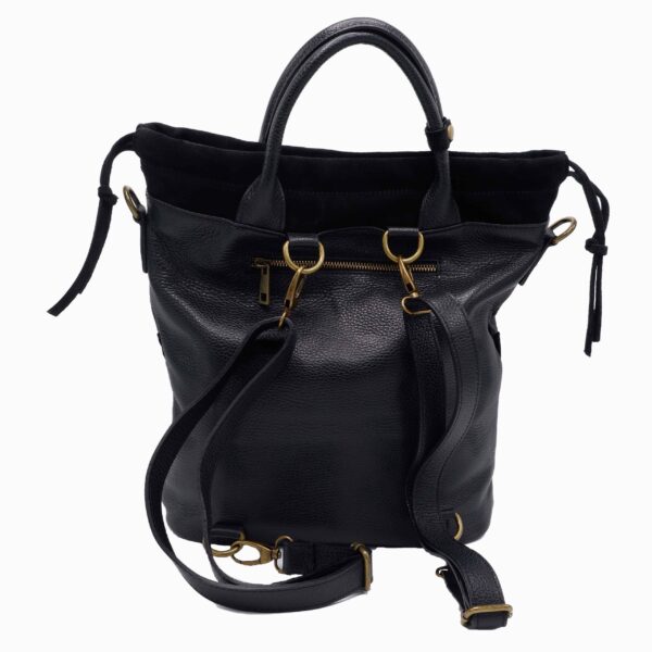 Borsa Zaino in vera pelle Nera Laleline Roma