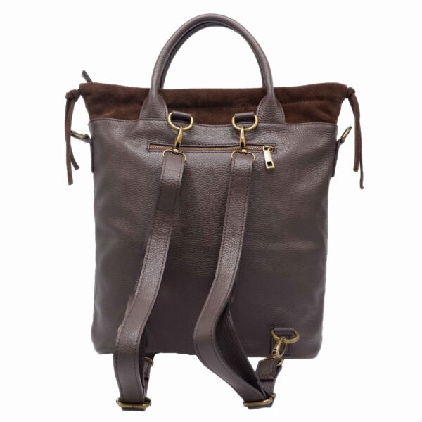 Borsa Zaino in vera pelle. Marrone. Laleline Roma